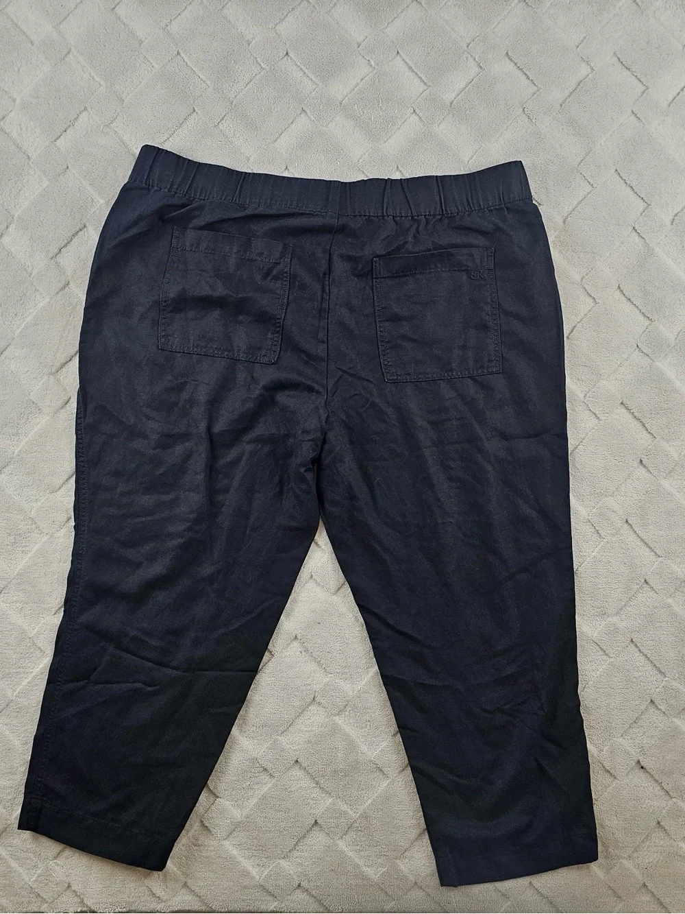 Banana Republic Black Cropped Pull-On Pants Womens 2XL Linen Blend